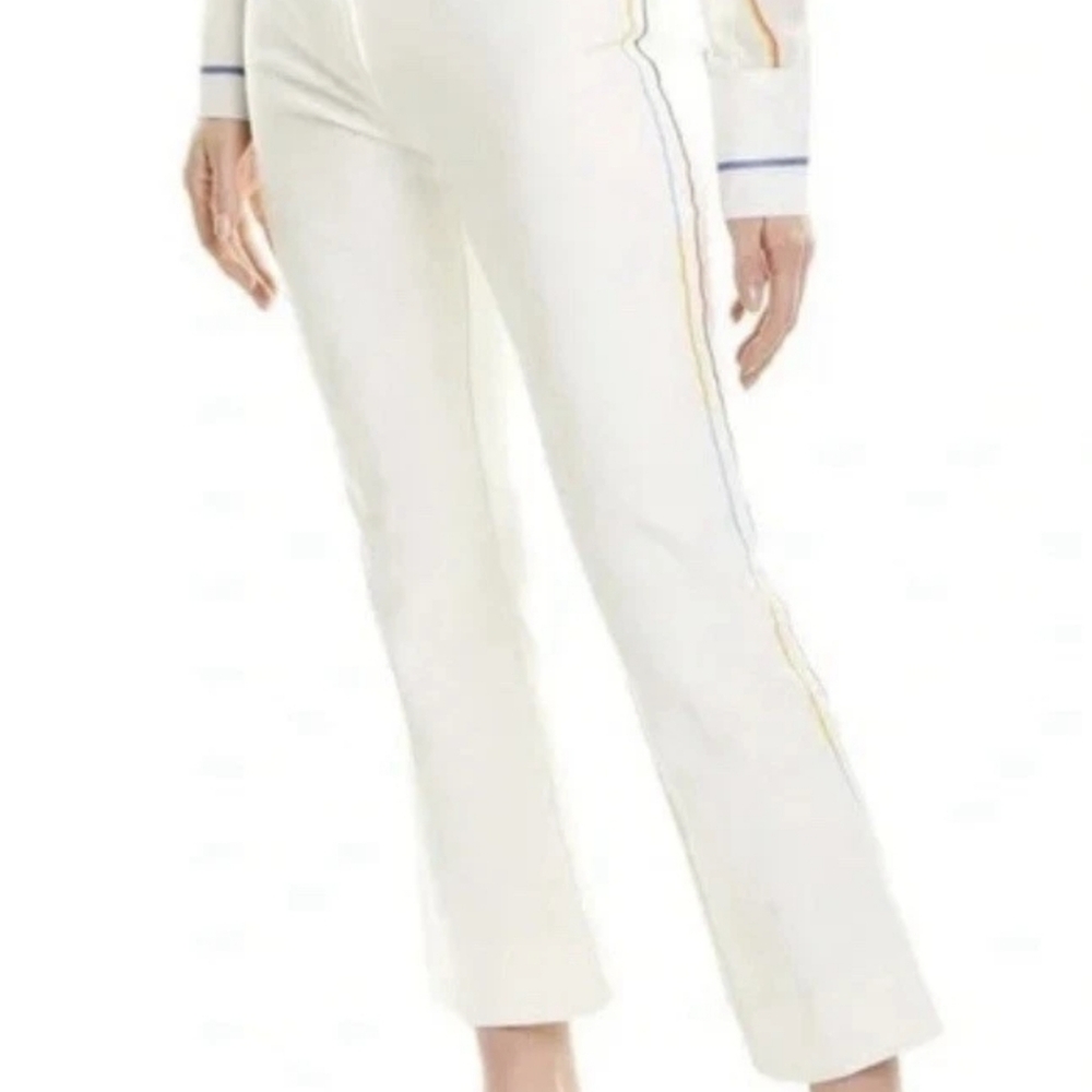 Elegant White Derek Lam 10 Crosby White Cropped Flare Pant W Colorful Stri Pants